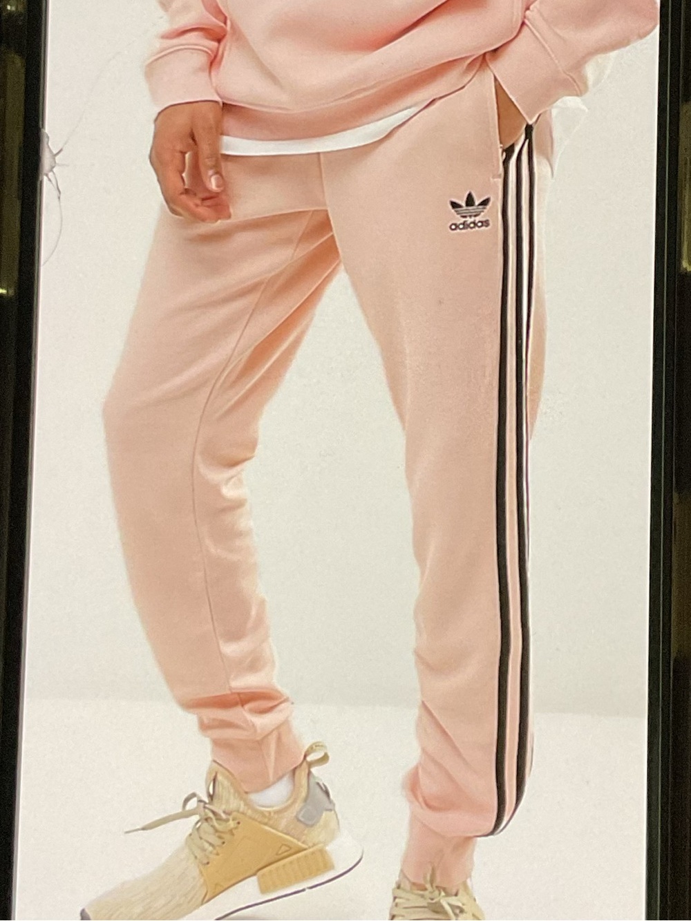 adidas Pink Jogger Sweatpants with Black Side Stripes